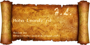 Hohn Leonárd névjegykártya